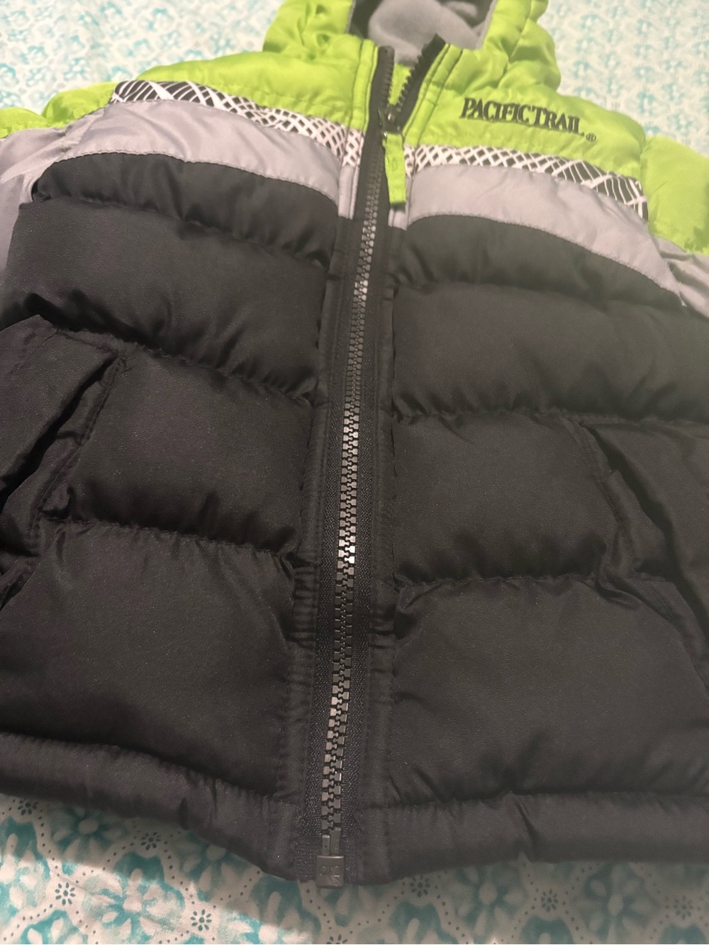 Pacific Trail Kids Black & Lime Green Puffer Jacket